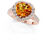 Rose gold Heart Cut Halo Diamond Ring with Pavé Band and Three-Prong Setting_1