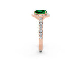 Rose gold Heart Cut Halo Diamond Ring with Pavé Band and Three-Prong Setting_2