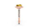 Rose gold Heart Cut Halo Diamond Ring with Pavé Band and Three-Prong Setting_2