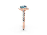 Rose gold Heart Cut Halo Diamond Ring with Pavé Band and Three-Prong Setting_2