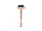 Rose gold Heart Cut Halo Diamond Ring with Pavé Band and Three-Prong Setting_2