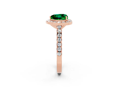Rose gold Heart Cut Halo Diamond Ring with Pavé Band and Three-Prong Setting_2