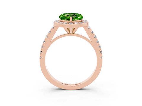 Rose gold Heart Cut Halo Diamond Ring with Pavé Band and Three-Prong Setting_3
