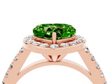 Rose gold Heart Cut Halo Diamond Ring with Pavé Band and Three-Prong Setting_4