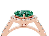 Rose gold Heart Cut Halo Diamond Ring with Pavé Band and Three-Prong Setting_4