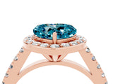 Rose gold Heart Cut Halo Diamond Ring with Pavé Band and Three-Prong Setting_4