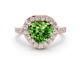 Rose gold Heart Cut Halo Diamond Ring with Pavé Band and Three-Prong Setting