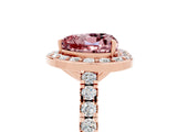 Rose gold Heart Cut Halo Diamond Ring with Pavé Band and Three-Prong Setting_5
