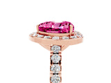 Rose gold Heart Cut Halo Diamond Ring with Pavé Band and Three-Prong Setting_5