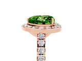 Rose gold Heart Cut Halo Diamond Ring with Pavé Band and Three-Prong Setting_5