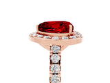 Rose gold Heart Cut Halo Diamond Ring with Pavé Band and Three-Prong Setting_5