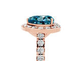Rose gold Heart Cut Halo Diamond Ring with Pavé Band and Three-Prong Setting_5