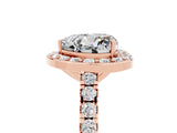 Rose gold Heart Cut Halo Diamond Ring with Pavé Band and Three-Prong Setting_5