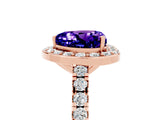 Rose gold Heart Cut Halo Diamond Ring with Pavé Band and Three-Prong Setting_5