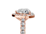 Rose gold Heart Cut Halo Diamond Ring with Pavé Band and Three-Prong Setting_8