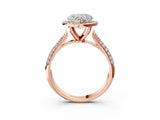 Rose gold Heart Cut Halo Diamond Ring with Pavé Band_18