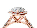 Rose gold Heart Cut Halo Diamond Ring with Pavé Band_19