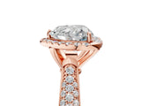 Rose gold Heart Cut Halo Diamond Ring with Pavé Band_20