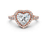 Rose gold Heart Cut Halo Diamond Ring with Pave Band and Four-Prong Setting_37
