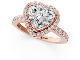 Rose gold Heart Cut Halo Diamond Ring with Pave Band and Four-Prong Setting_38
