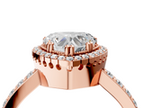 Rose gold Heart Cut Halo Diamond Ring with Pave Band and Four-Prong Setting_41