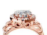 Rose gold Heart Cut Halo Diamond Ring with Scrollwork Band and Four-Prong Setting_60