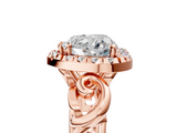 Rose gold Heart Cut Halo Diamond Ring with Scrollwork Band and Four-Prong Setting_61