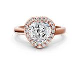 Rose gold Heart Cut Halo Diamond Ring with Solitaire Band and Prong Setting_3
