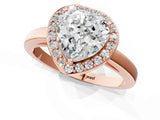 Rose gold Heart Cut Halo Diamond Ring with Solitaire Band and Prong Setting_4