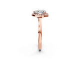 Rose gold Heart Cut Halo Diamond Ring with Solitaire Band and Prong Setting_5