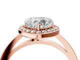 Rose gold Heart Cut Halo Diamond Ring with Solitaire Band and Prong Setting_7
