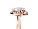 Rose gold Heart Cut Halo Diamond Ring with Solitaire Band and Prong Setting_8