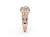 Rose gold Heart Cut Halo Diamond Ring with Split Shank and Four-Prong Setting_232