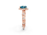 Rose gold Heart Cut Halo Diamond Solitaire with Filigree Band and Four-Prong Setting_2