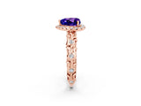Rose gold Heart Cut Halo Diamond Solitaire with Filigree Band and Four-Prong Setting_2