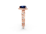 Rose gold Heart Cut Halo Diamond Solitaire with Filigree Band and Four-Prong Setting_2