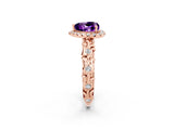Rose gold Heart Cut Halo Diamond Solitaire with Filigree Band and Four-Prong Setting_2
