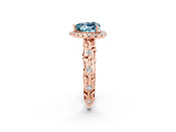 Rose gold Heart Cut Halo Diamond Solitaire with Filigree Band and Four-Prong Setting_2