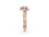Rose gold Heart Cut Halo Diamond Solitaire with Filigree Band and Four-Prong Setting_2