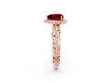 Rose gold Heart Cut Halo Diamond Solitaire with Filigree Band and Four-Prong Setting_2