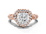 Rose gold Heart Cut Halo Diamond Solitaire with Filigree Band and Four-Prong Setting_3