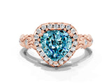 Rose gold Heart Cut Halo Diamond Solitaire with Filigree Band and Four-Prong Setting
