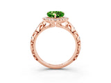 Rose gold Heart Cut Halo Diamond Solitaire with Filigree Band and Four-Prong Setting_3