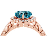 Rose gold Heart Cut Halo Diamond Solitaire with Filigree Band and Four-Prong Setting_4