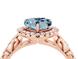 Rose gold Heart Cut Halo Diamond Solitaire with Filigree Band and Four-Prong Setting_4