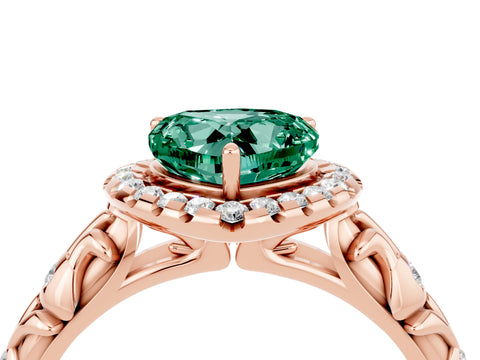 Rose gold Heart Cut Halo Diamond Solitaire with Filigree Band and Four-Prong Setting_4