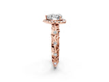 Rose gold Heart Cut Halo Diamond Solitaire with Filigree Band and Four-Prong Setting_5