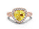 Rose gold Heart Cut Halo Diamond Solitaire with Filigree Band and Four-Prong Setting