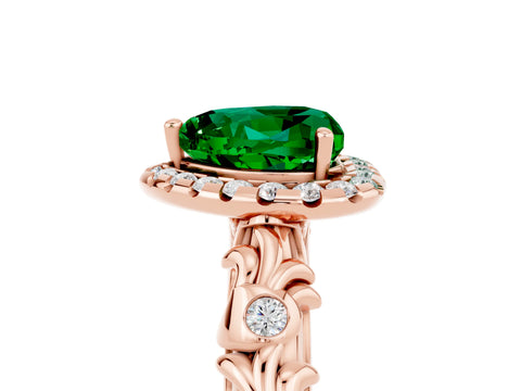 Rose gold Heart Cut Halo Diamond Solitaire with Filigree Band and Four-Prong Setting_5