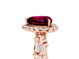 Rose gold Heart Cut Halo Diamond Solitaire with Filigree Band and Four-Prong Setting_5
